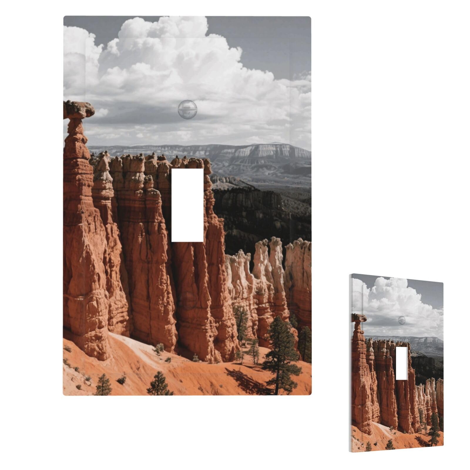 Fekiloot Single Toggle Bryce Canyon Wall Plate Cover Modern Decorative 1 Gang Light Switch Cover Unbreakable Receptacle Outlet Covers For Living Room Bedroom Home Decor