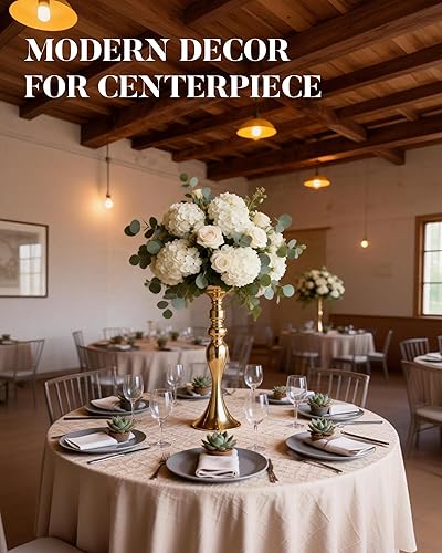 Miniatura 8 de 12 Pcs 15" Tall Centerpieces for Tables, Gold Flower Stand Centerpiece for Table Wedding Reception, Gold Trumpet Vases with Anti-Slip Pad for