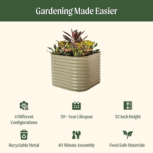 Miniatura 10 de Vego garden Jardinera elevada redonda de 32 pulgadas de alto y 42 pulgadas para jardín, para verduras, flores, patio, verde británico