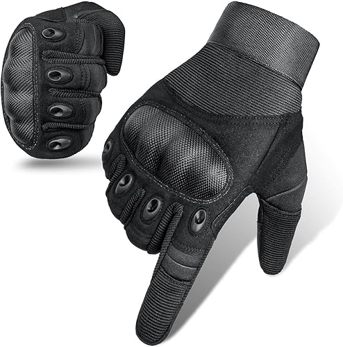 Cierto Guantes de motocicleta para hombres y mujeres guantes tácticos para pantalla táctil con dedo completo, nudillos duros transpirables y muñeca