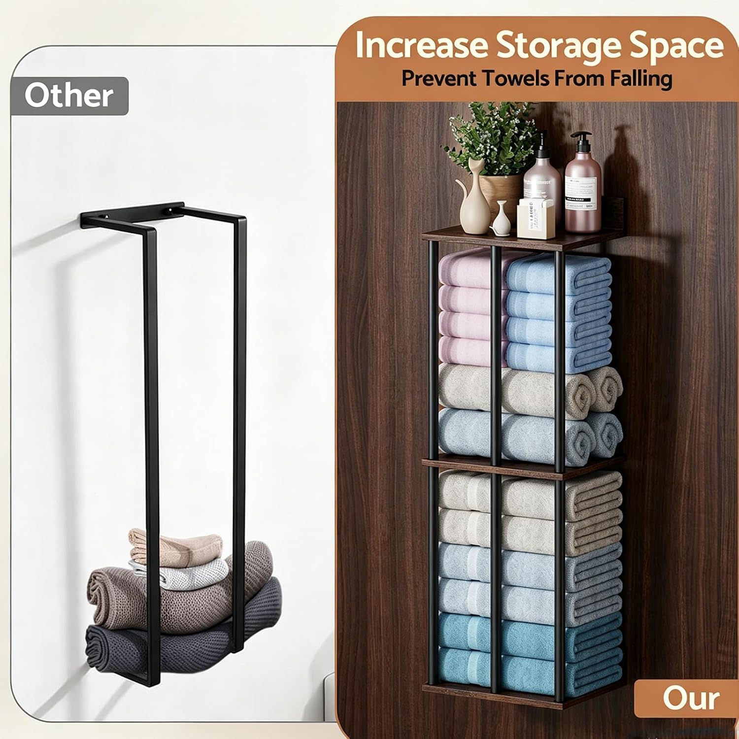 Bathroom Towel Storage, Black Bathroom Towel Holder