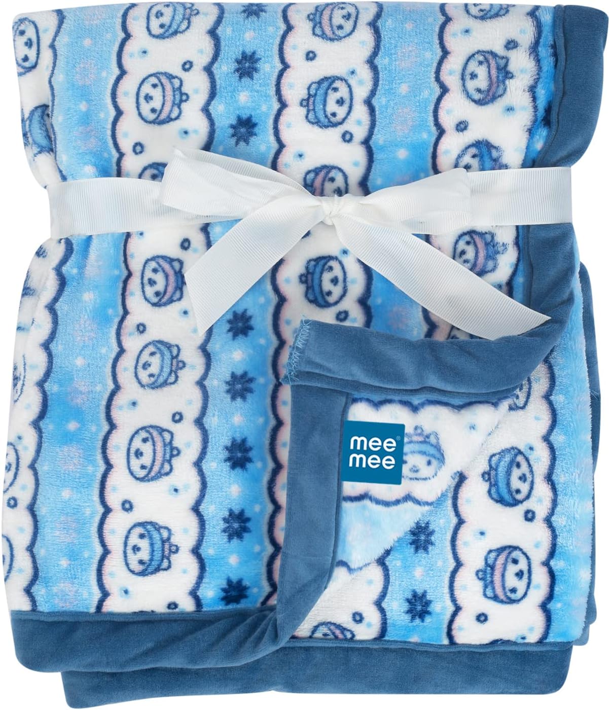 Mee Mee Soft Baby Blanket (Double Layered, Blue - Doggie Star Print)