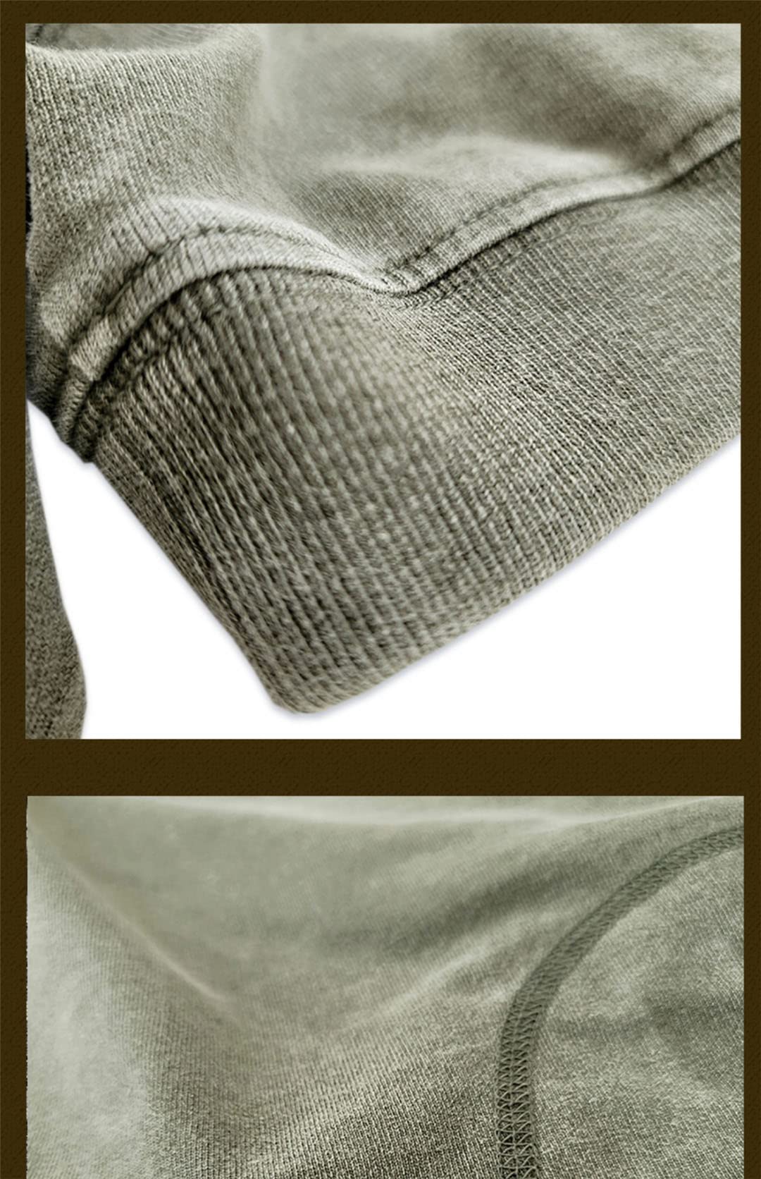 Męska koszulka Henley Collar z krótkim rękawem vintage koszulki, Khaki, L