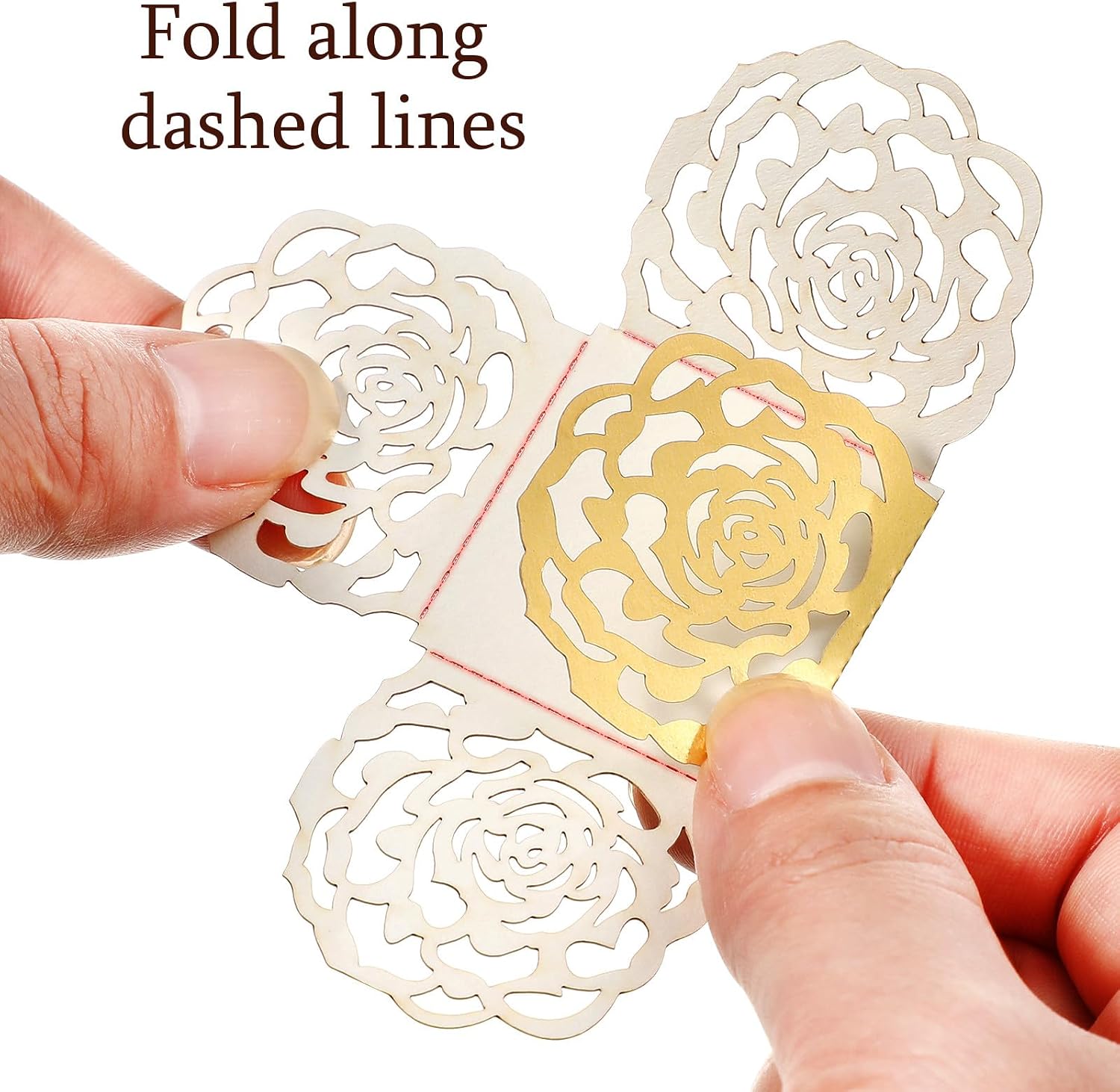 UKCOCO 100Pcs Hollow-out Rose Chocolate Wrappers, Laser Cut Truffle Liners Paper, Elegant Floral Lace Dessert Cups for Wedding Party Decor, 50 White and 50 Metallic Gold Candy Cups