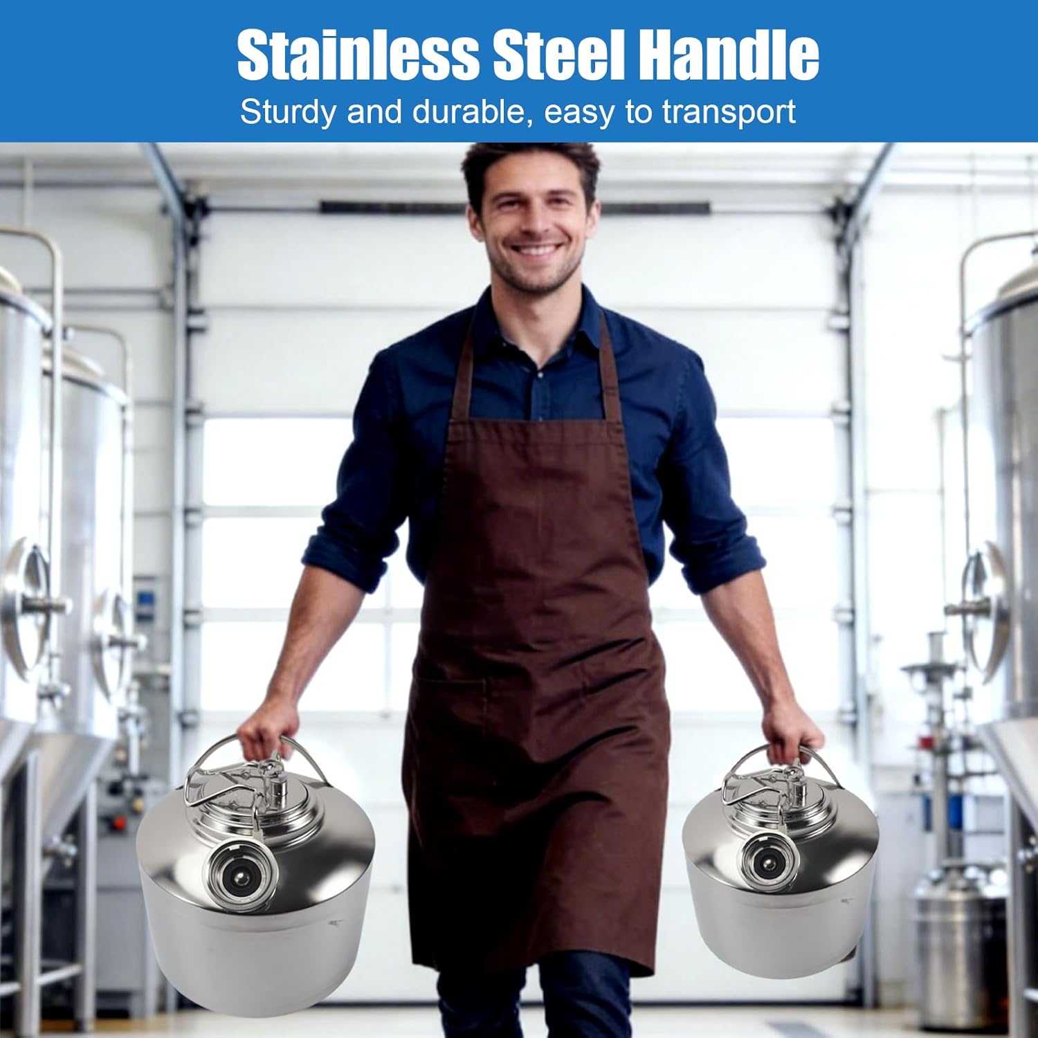 1.6 Gallon Stainless Beer Line Cleaning Keg Kegerator Line Cleaning Kit with 1 D Spears for D Coupler Mount, Efficient Keg Line Beer Line Cleaning Kit with Portable Handle for 1 HomeBrew Systems (6L)