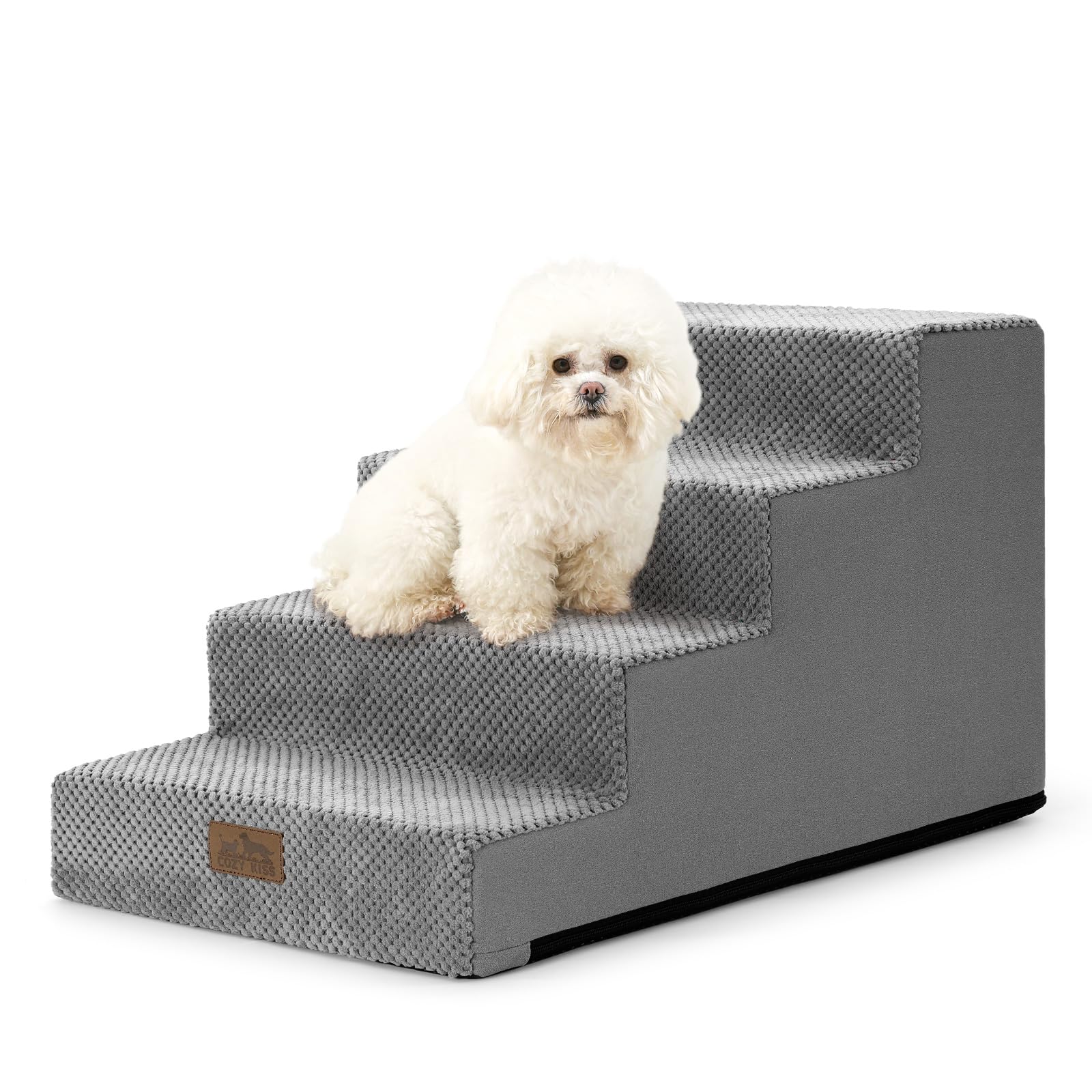 COZY KISS Dog Stairs for Small Dogs, 4 Step Pet Stairs for Beds &amp; Couches