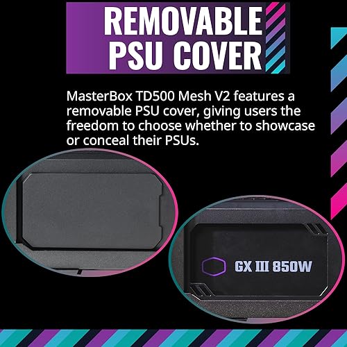 Miniatura 8 de Cooler Master TD500 Mesh V2 Airflow ATX Mid-Tower Case, malla poligonal, vidrio templado cristalino, panel superior extraíble, 3 ventiladores PWM