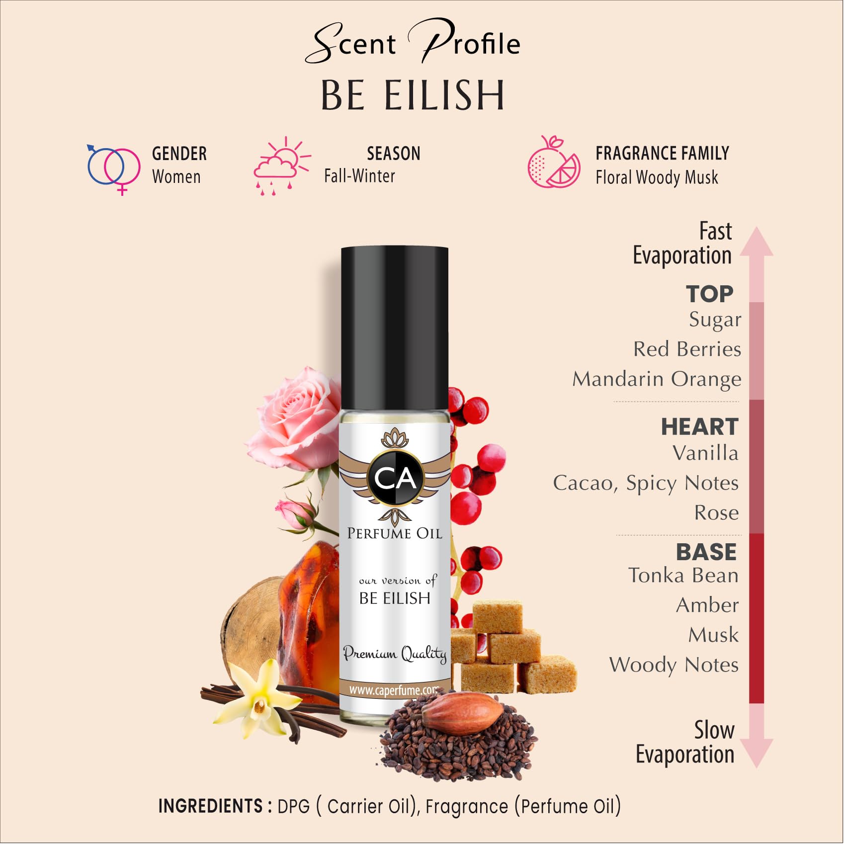 CA Perfume Impression of Be Ailish For Women Body Oil Dupes Roll-On 0.3 Fl Oz/10ml