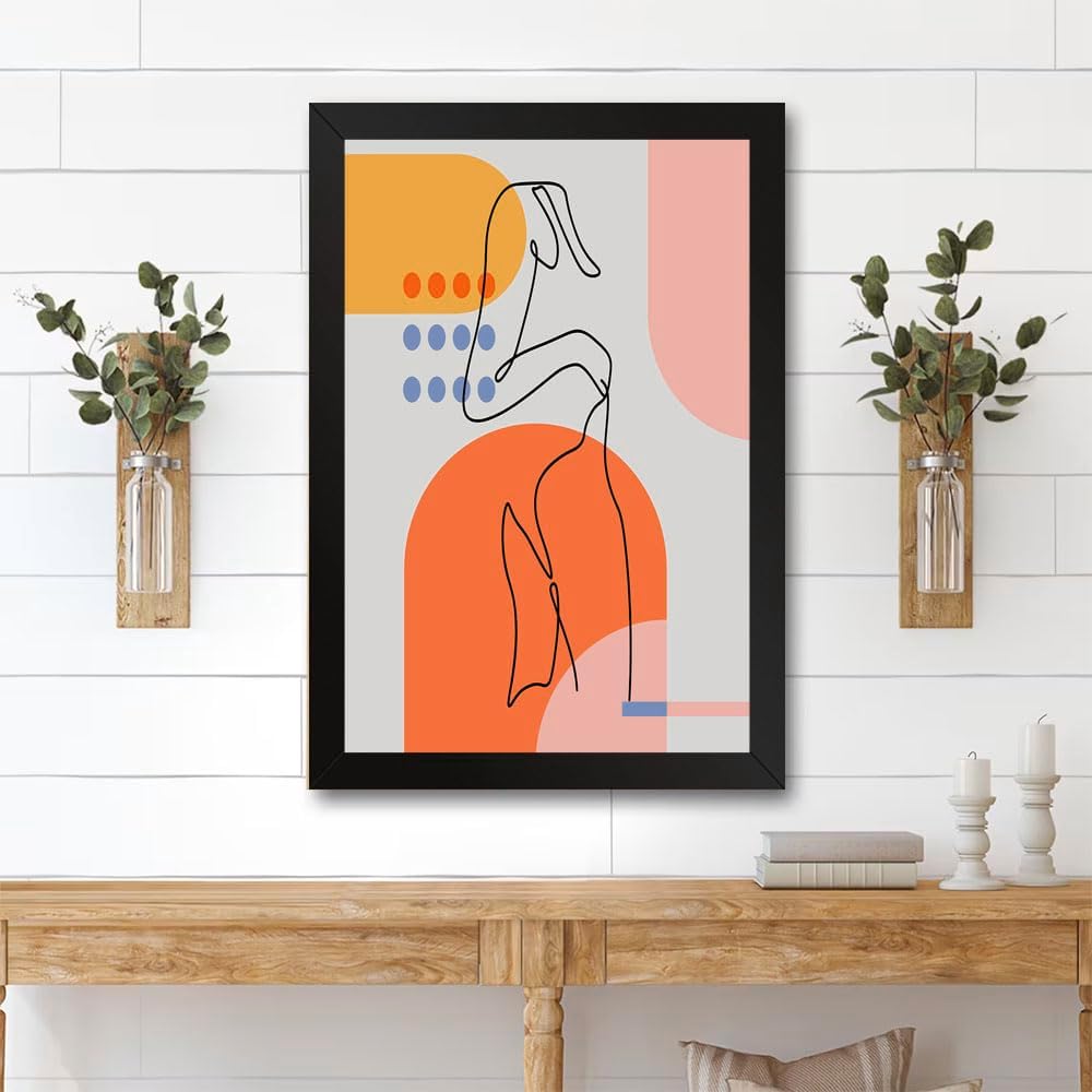 GADGETS WRAP Printed Photo Frame Matte Painting for Home Office Studio Living Room Decoration (11x14inch Black Framed) - One Line Continuous Of Sexy Body 1