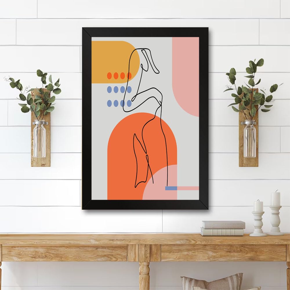 GADGETS WRAP Printed Photo Frame Matte Painting for Home Office Studio Living Room Decoration (11x14inch Black Framed) - One Line Continuous Of Sexy Body 1