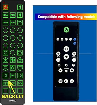 Replacement Remote Control for Kanto Speaker SYD SYD6 YU YU3 YU4 YU5 YU6 Will not fit for YU2 SYD2 SYD3 SYD4 SYD5,with Green Backlit and Oversized Buttons