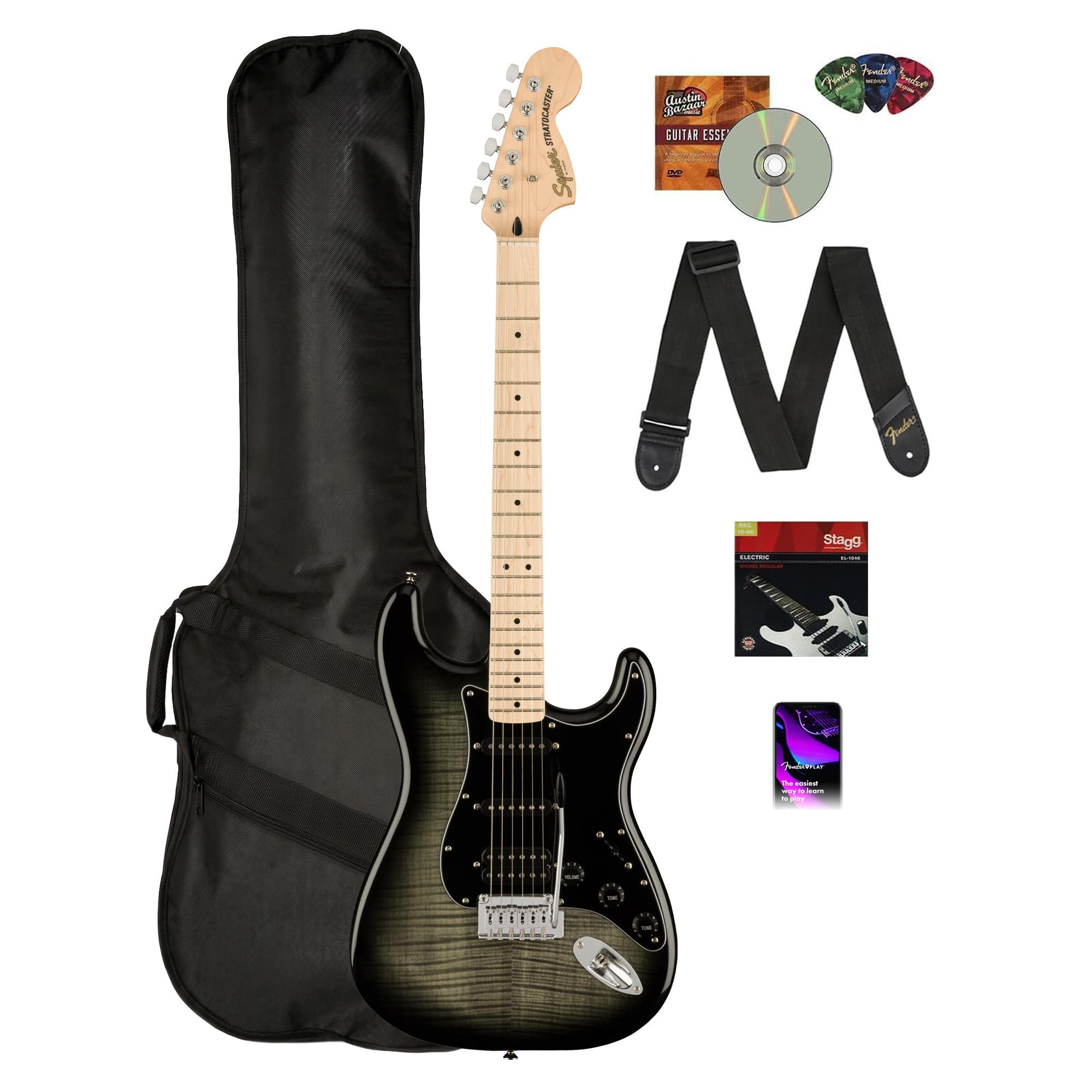 Amazon.com: Fender Squier Affinity Stratocaster FMT HSS - Black