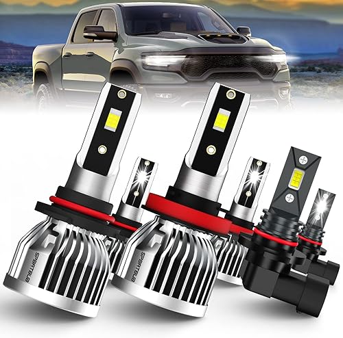SPBRTBUB Combo de bombillas LED, compatibles con 2013, 2014, 2015, 2016, 2017, 2018, DODGE RAM 1500, 2500, 3500, sin proyector, 9005 + haz altobajo