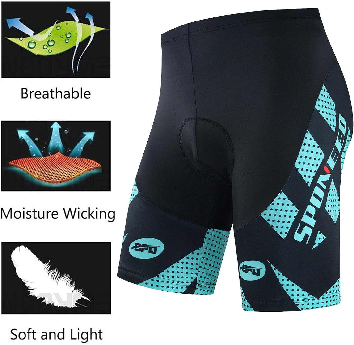 sponeed Men Bike Shorts Cushioned Biking Wear Gear Road Cycling Bottoms - Image 3