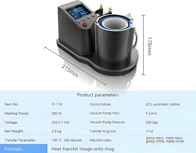 Prensa de calor automática para tazas de 11 oz miniatura 2