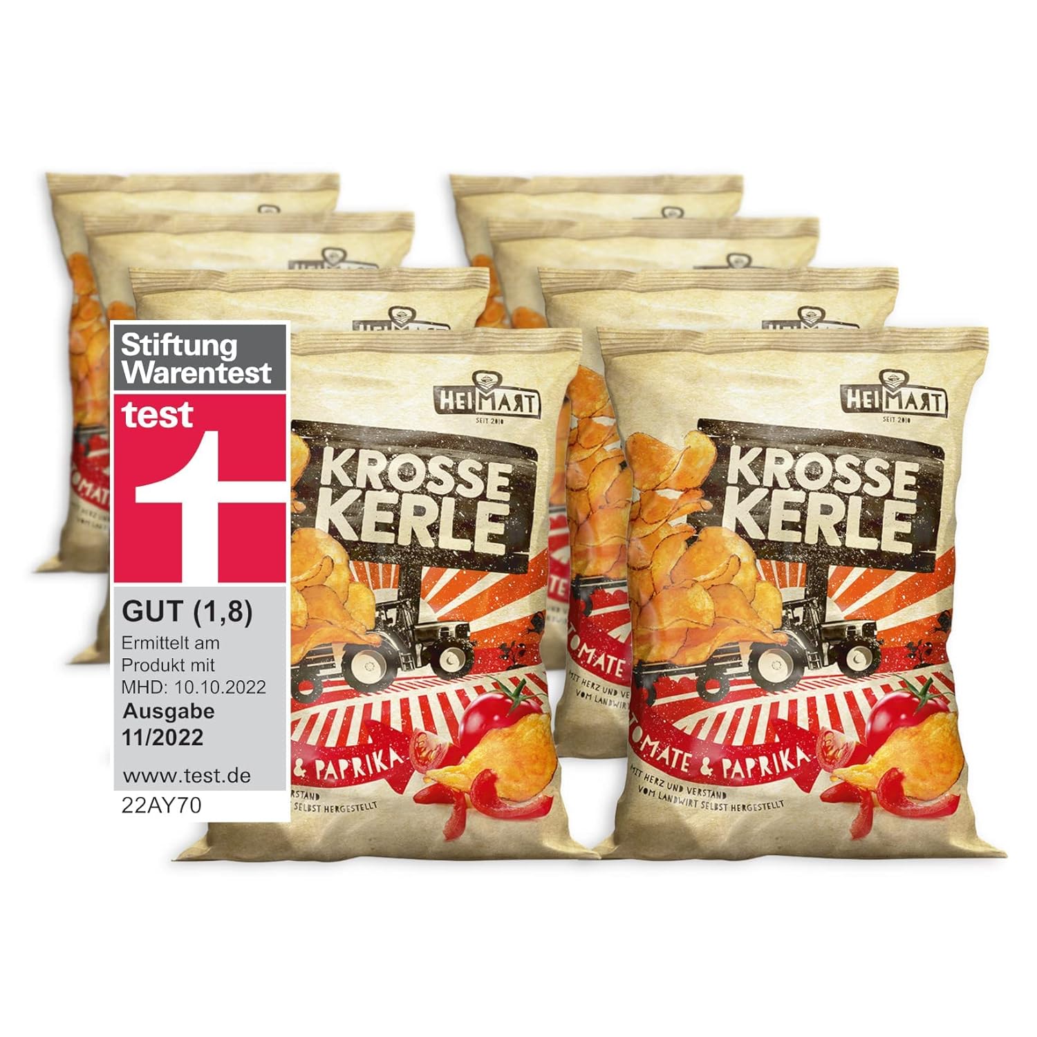 Krosse Kerle Chips HeiMart Tomate & Paprika 8er Box regional