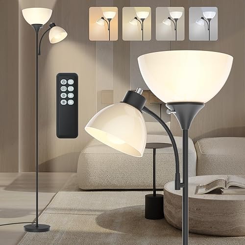 GERGO Led Floor Lamp, Super Bright 11W+7W 2100LM Torchiere Floor