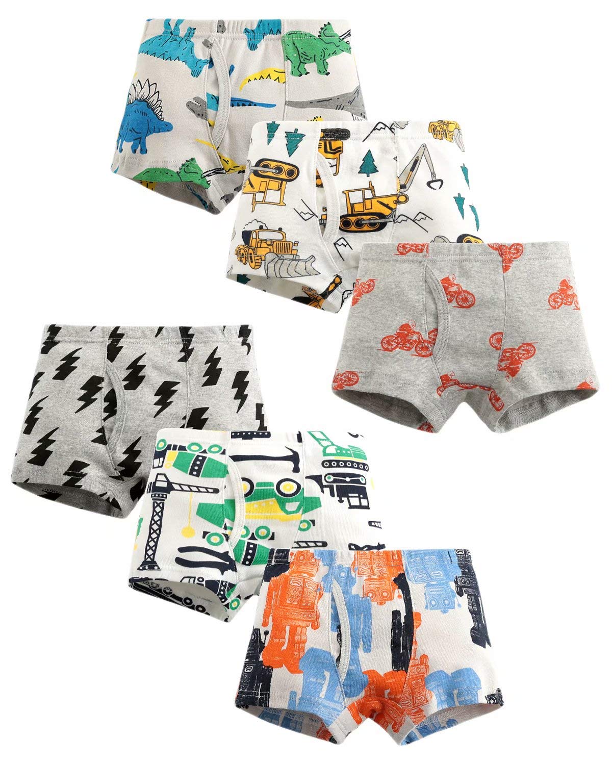 ARTMINE Little Boys Cotton Boxer Briefs Soft Underwear for Kids 6-Pack