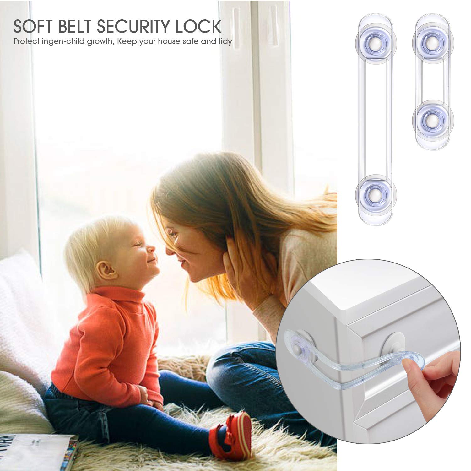 Yosemy Kindersicherung Schranksicherung 8 Stück Baby Kindersicherung Verschlüsse für Schränke für Sicherheit Schubladen Kühlschrank, Transparent