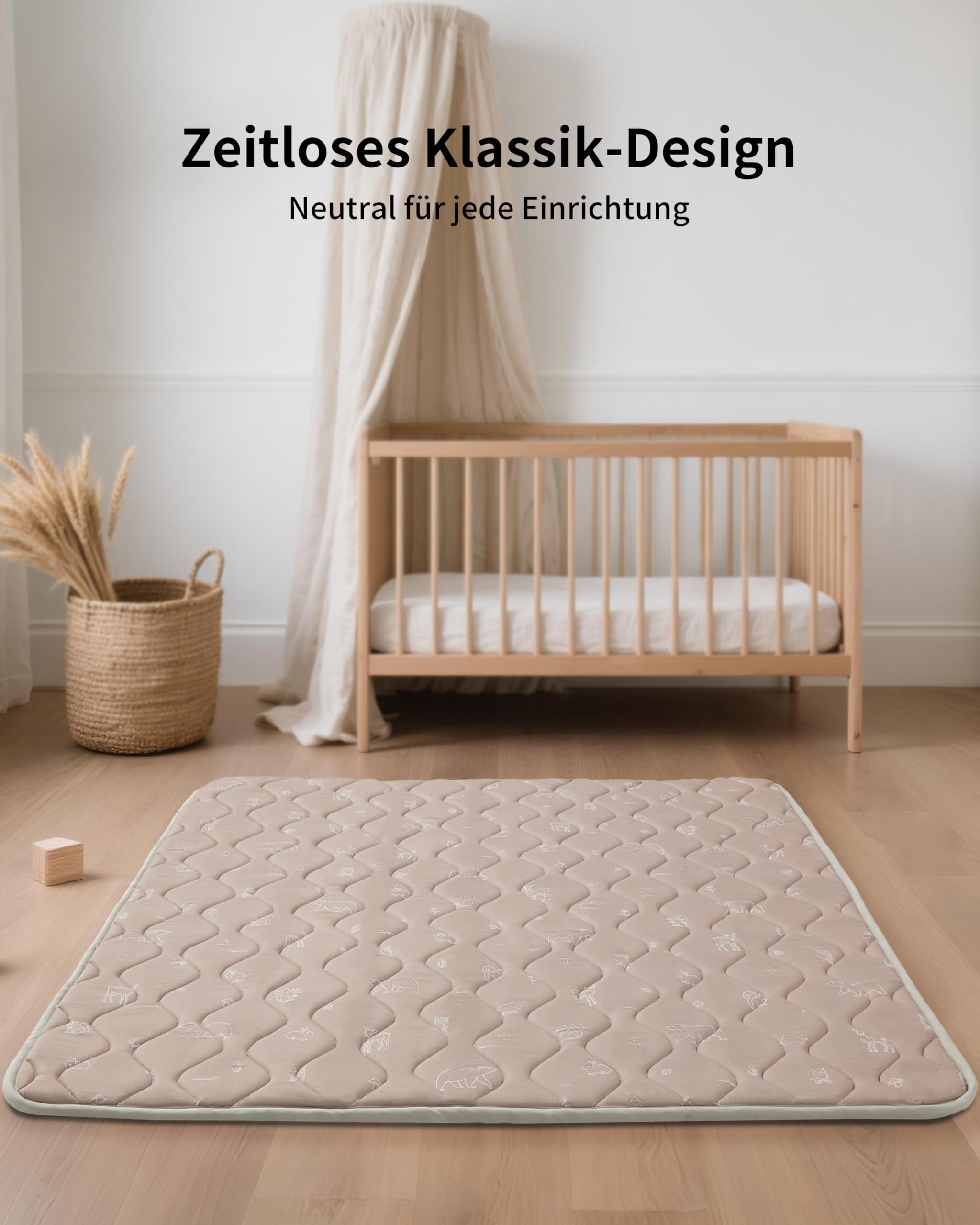 Fortella Krabbelmatte Baby Faltbar 120x120cm, Verdickte rutschfeste Krabbeldecke für Baby Schaumstoff, Spielmatte für Laufstall, Waschbare Spieldecke Kinderteppich Bodenmatte Babyzimmer (Waldbraun)