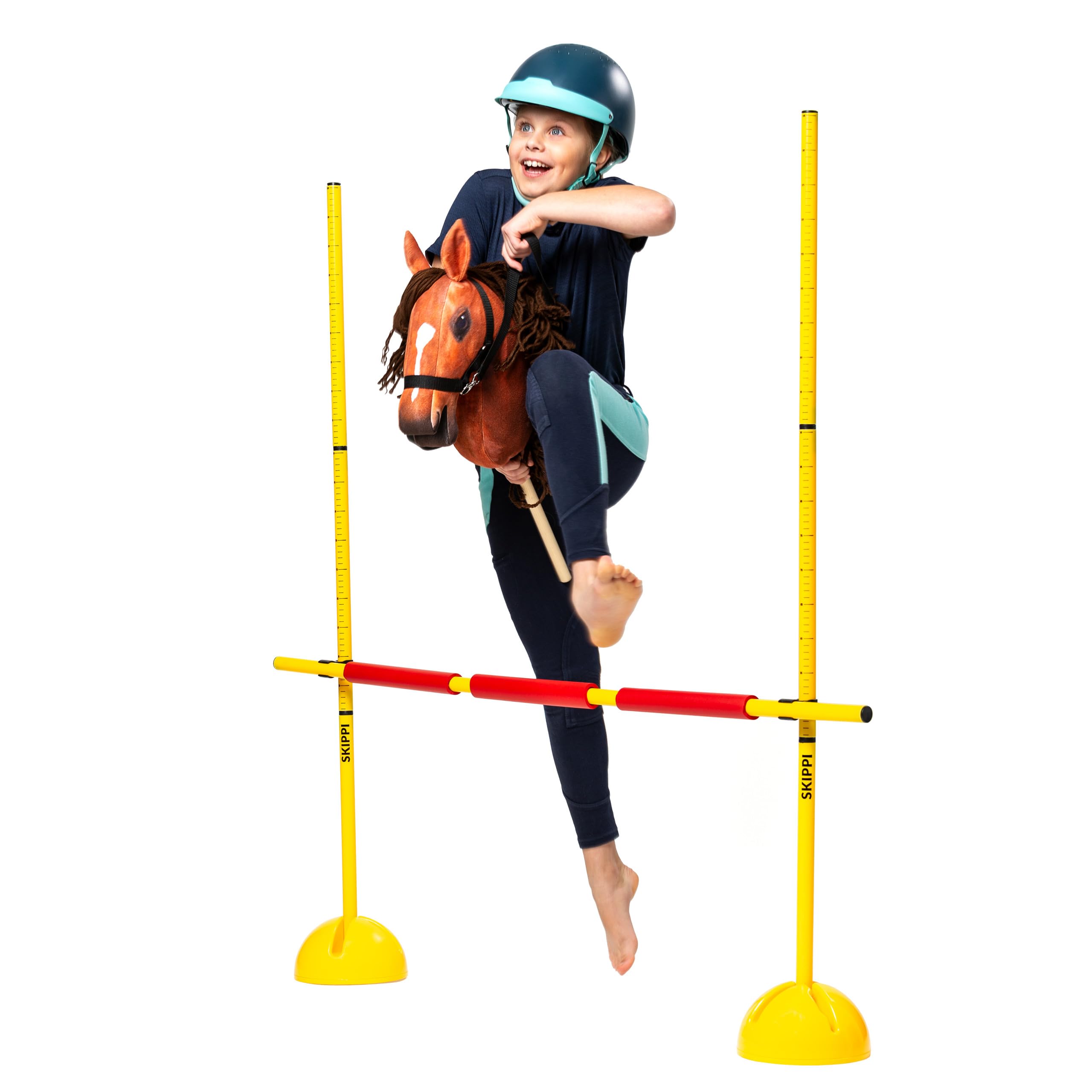 SKIPPI Hobby Horse Bursztyn, Koń na Kiju, Konik na Patyku, Duży A3, Kantar i Wodze w Zestawie, Hobby Horsing, prezent dla Dziewczynki, dla Dziecka