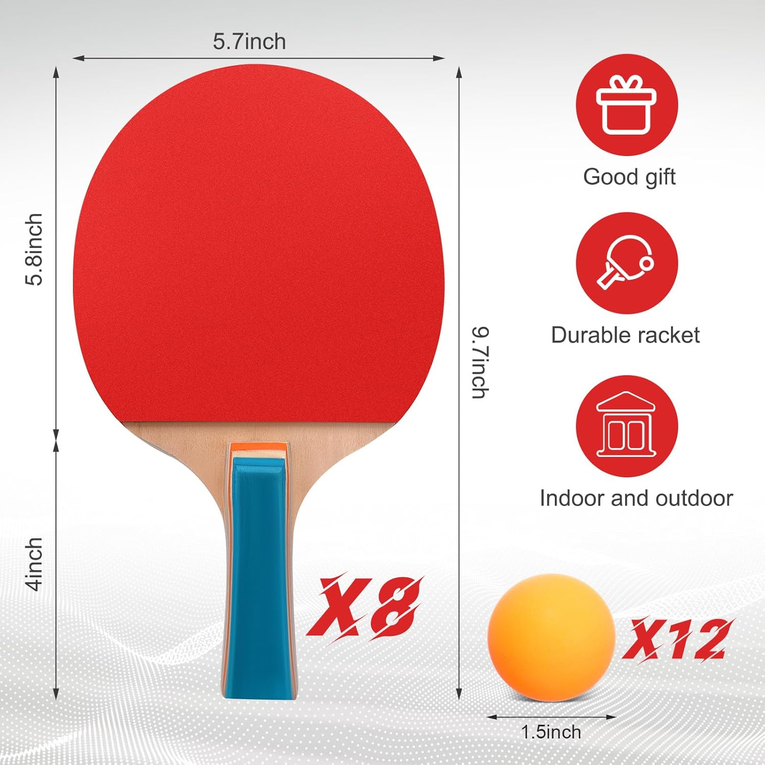 Liliful Table Tennis Paddle Set Table Tennis Rackets Bulks Paddles Portable Accessories for Indoor Outdoor, Color Handle