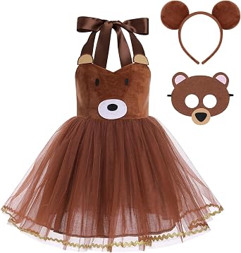 IBTOM CASTLE Prinecss Jungle Animal Costume for Girls Giraffe Cows Tutu Birthday Halloween Dress Up Outfits w/Headband Tails