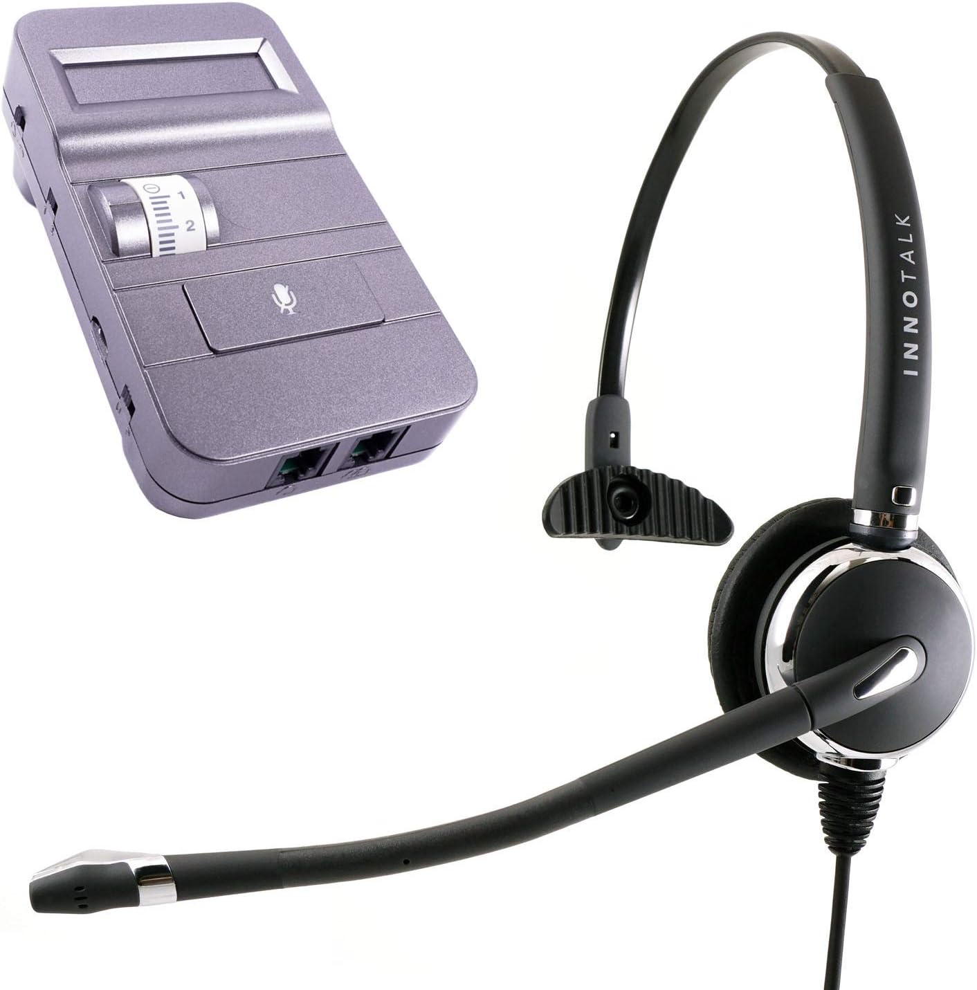 INNOTALK Phone Headset Compatible with Avaya Lucent ATT MLS-12D, MLS-34, MLS-6, Best Professional Monaural Noise Cancel Headset with Digital Headset Amplifier