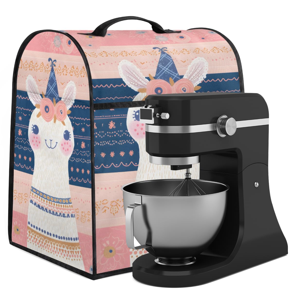 Coffee Maker Cover Cute Alpaca Animal Kitchen Appliance Covers Small Appliance Covers Blender Cover Juicer Cover Dust Covers for Kitchen Appliances with Top Handle and Pockets,Washable,B872