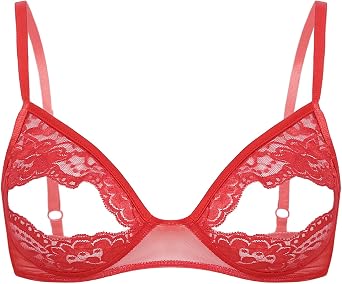 Womens Mesh Sheer Lace Floral Nipple Split Triangle Bralette Wireless Unlined Bra Tops