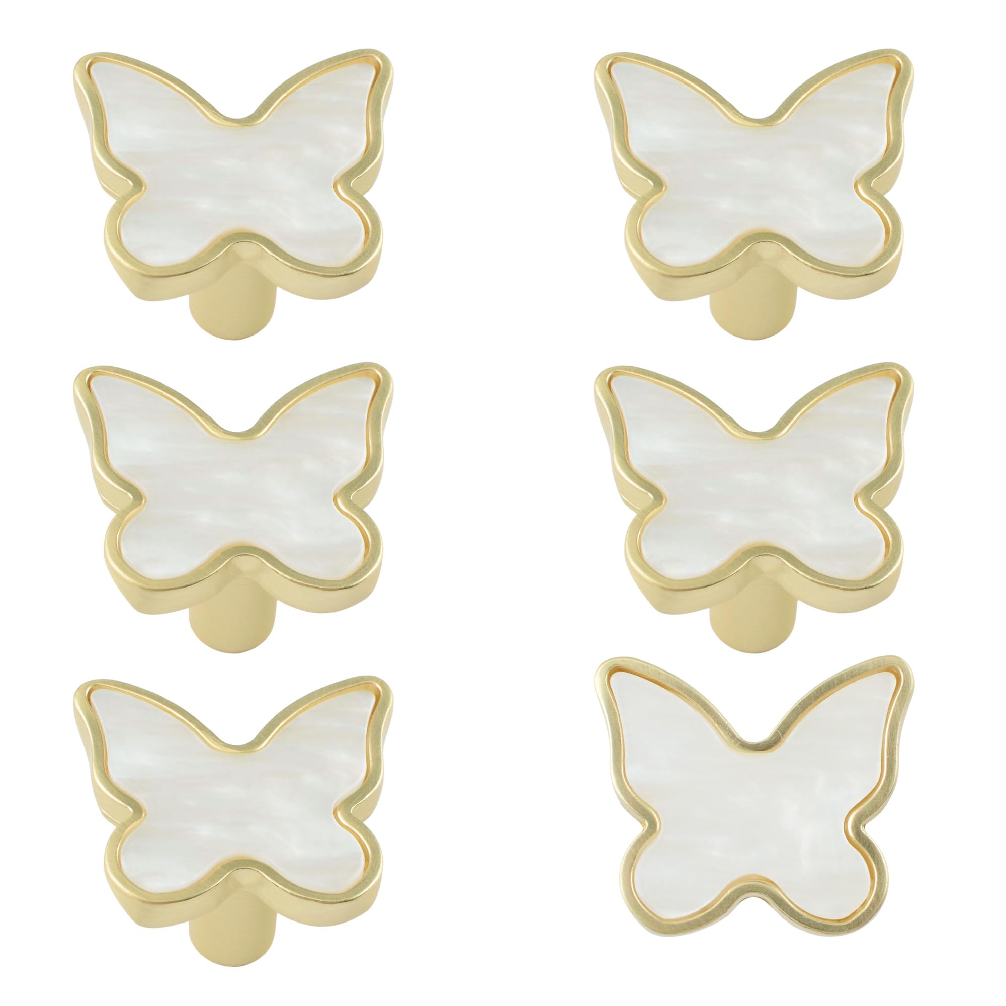 MOROBOR Decorative Butterfly Kitchen Cabinet Knobs, 6 Pcs Creative Snow White Drawer Pulls Cupboard Door Pull Handles Zinc Alloy Single Hole Dresser Knobs Furniture Accessories