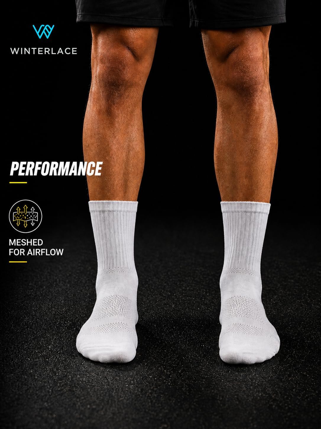 Winterlace Unisex Cushioned Crew Socks Cotton Athletic Running Training Gym 3 Pairs Mens Womens