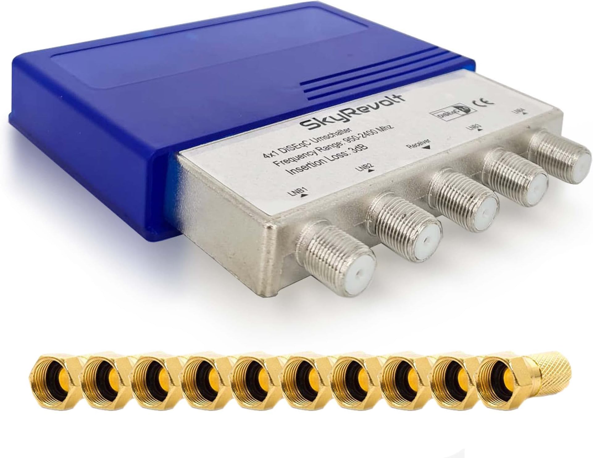DiSEqC Switch 4/1 SAT Switch with Weather Protection Housing Satellite Switch SAT TV Switch Splitter Satellite Accessories 10x F-Connector