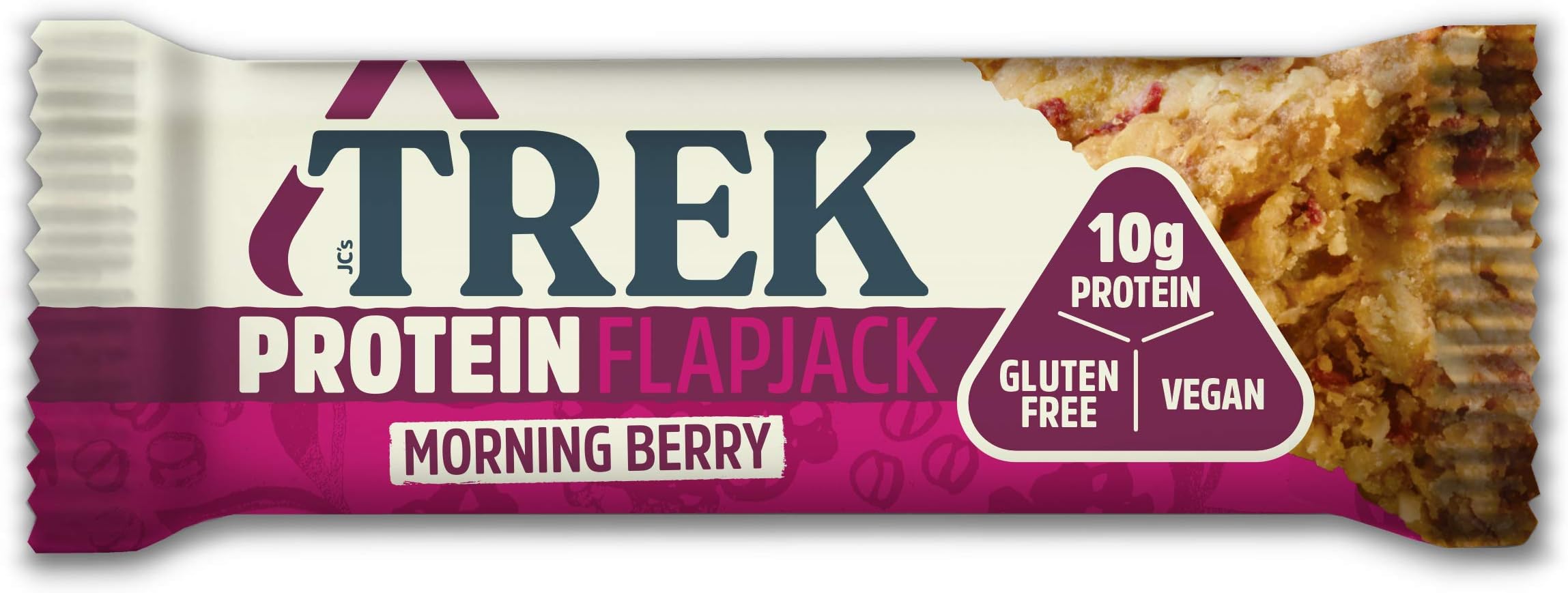 Trek High Protein Flapjack Morning Berry - Vegan - Gluten Free - Healthy Snack, 50 g