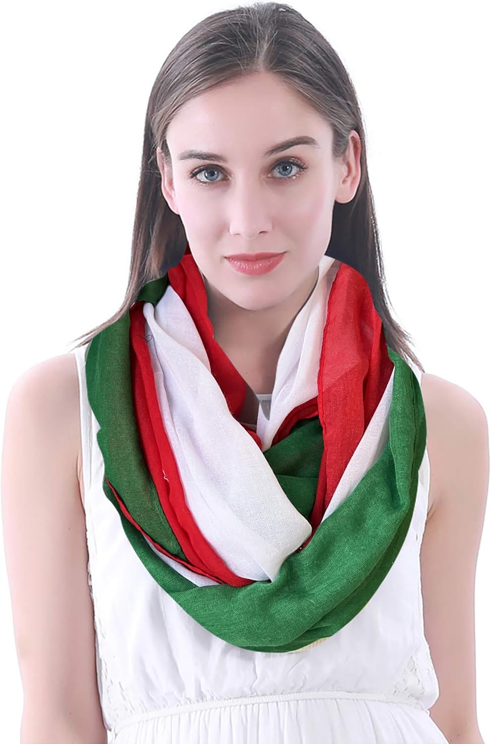 Lina & Lily Flag Print Women's Infinity Scarf Lightweight