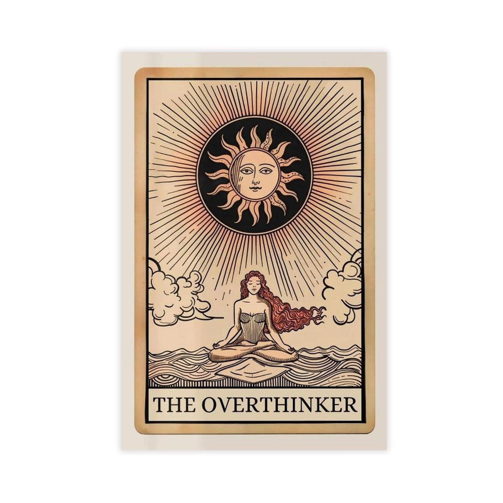 Gqvcjsw Overthinker Tarot Card Funny Tarot Card Poster Canvas Poster Bedroom Decor Landscape Office Room Decor Gift 12X18inch(30X45cm)