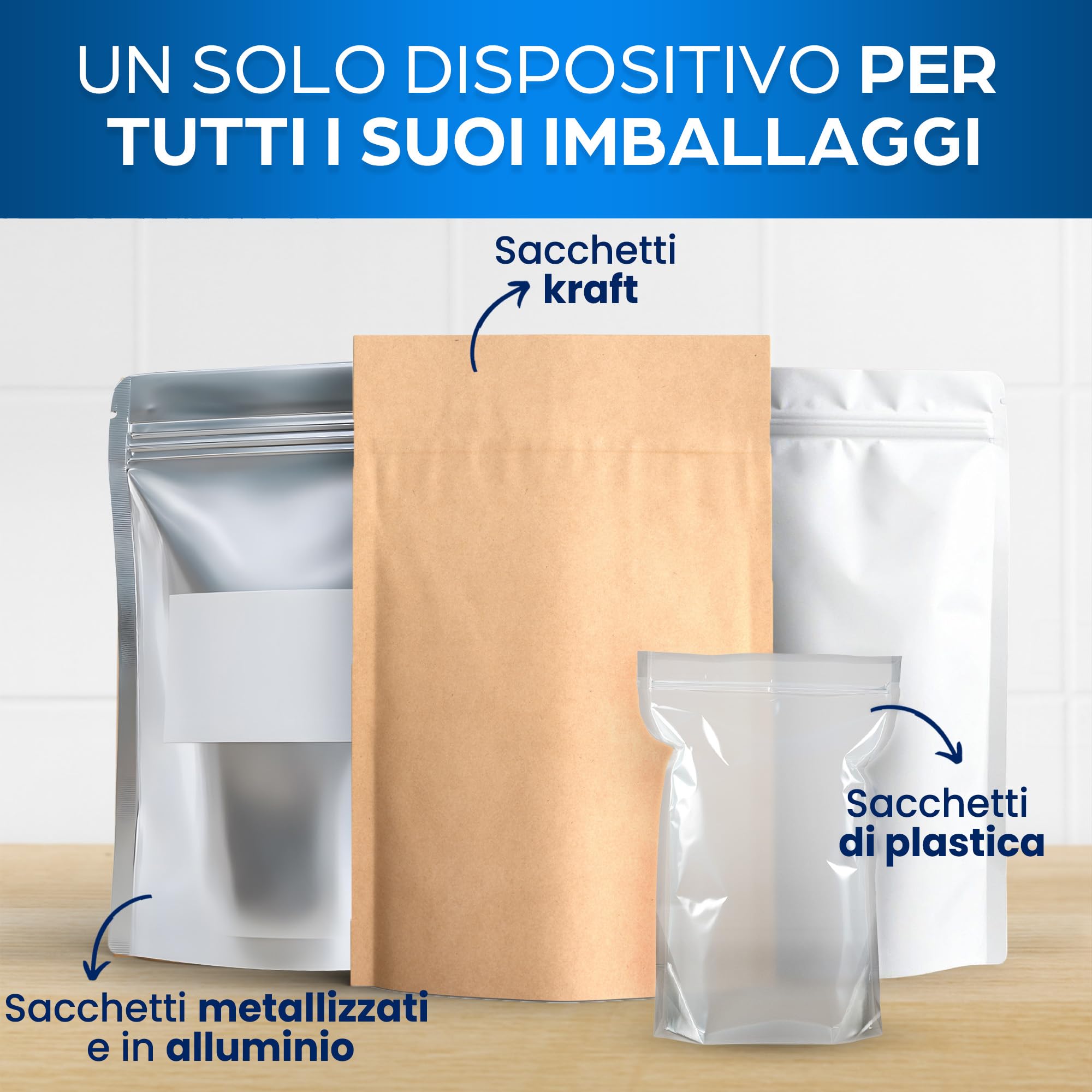 Sigillatrice termica professionale per sacchetti di plastica, alluminio, kraft, 200 mm, con 8 resistenze