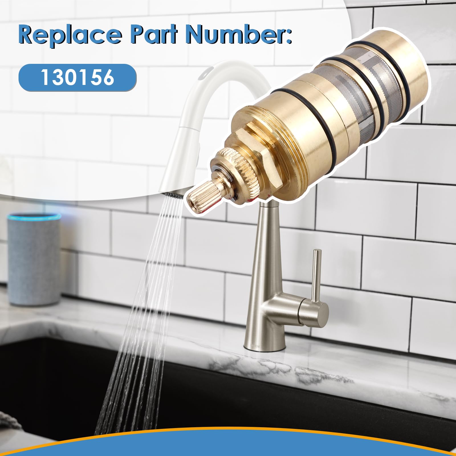 Válvula termostática de agua 130156, compatible con cartucho termostático Moen, pieza de fontanería de repuesto para grifo de ducha