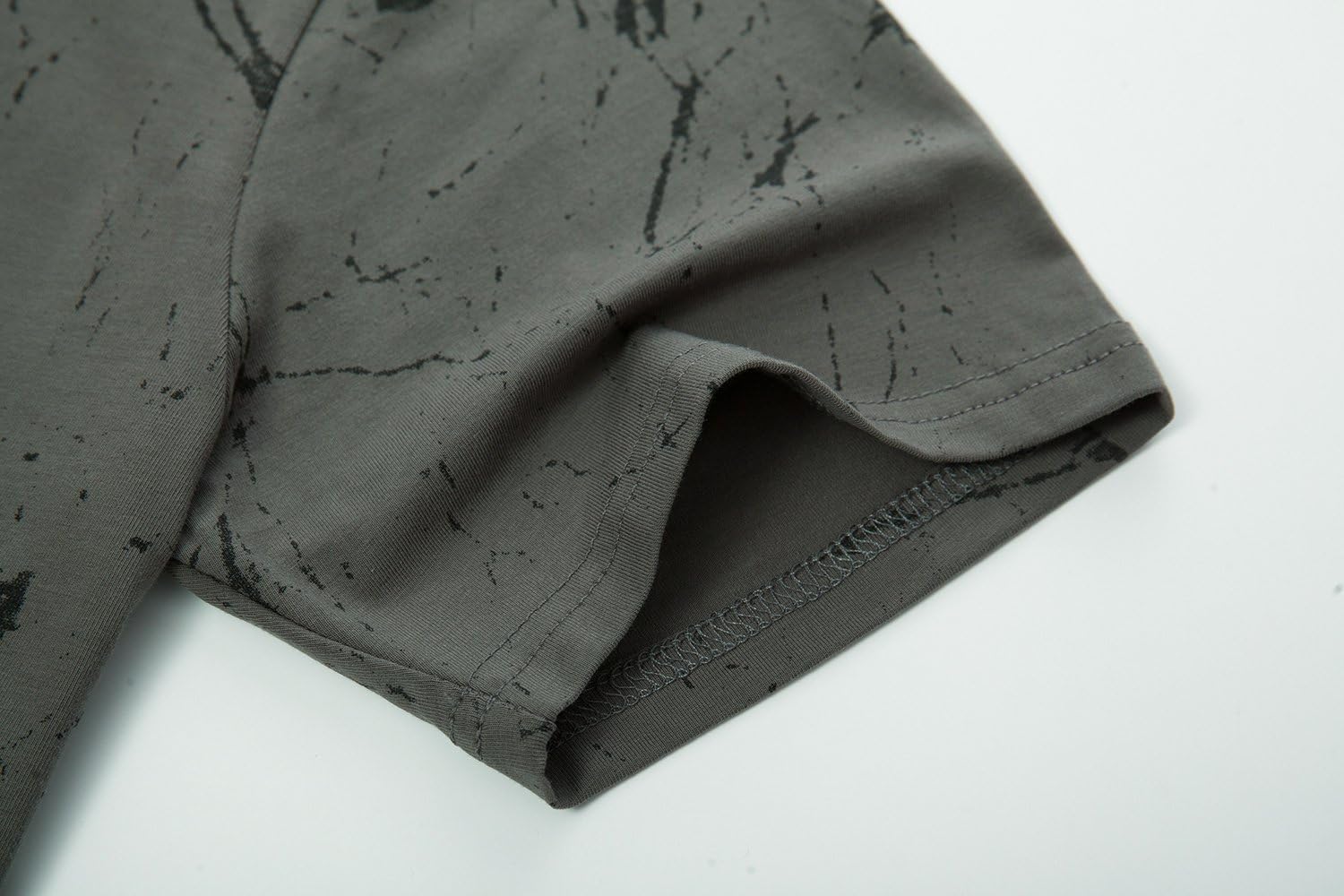 KLIEGOU Mens Hipster Hip Hop Ripped Round Hemline Pattern Print T Shirt - Image 5