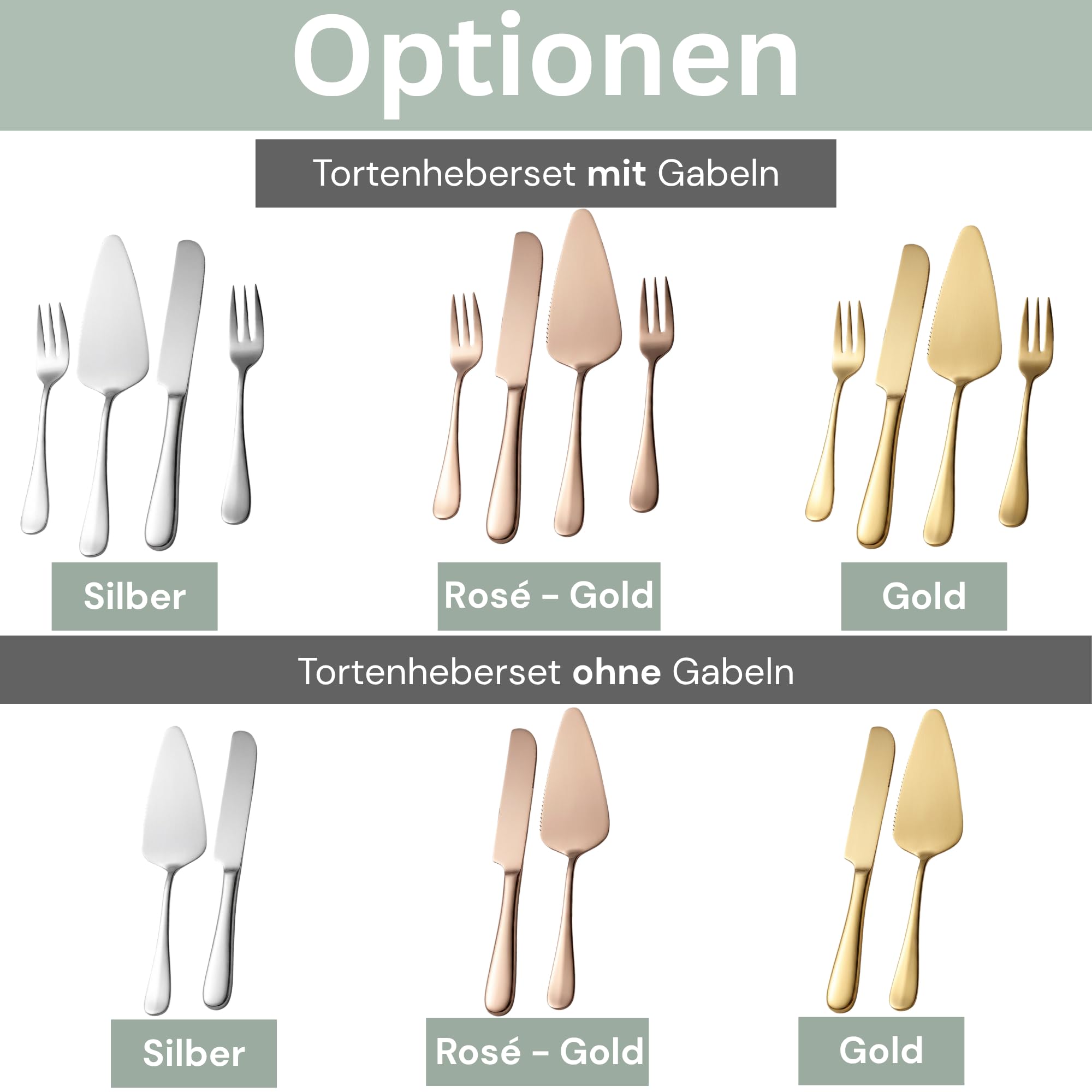 SMARTEON Let's Eat Cake Cake-Server Set mit Tortenmesser und Personalisierter Gravur – Geschenke für Brautpaar, Geburtstag, Jubiläum,Konfirmation,Kommunion, Muttertag (Gold+Gabeln, Initialien)