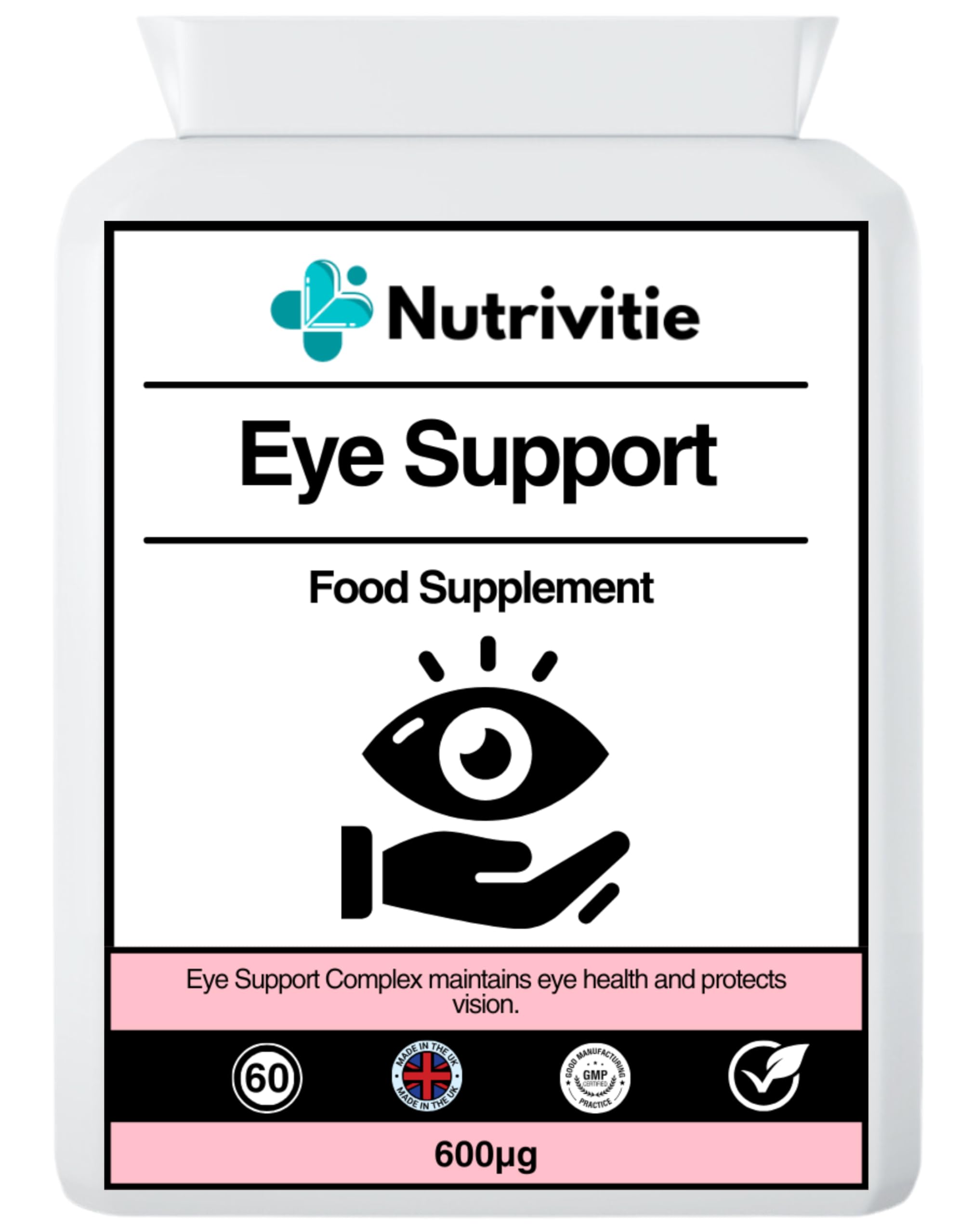 NutrivitieEye Support Food Supplement, 600 μg, 60 Capsules, 2-Month Supply