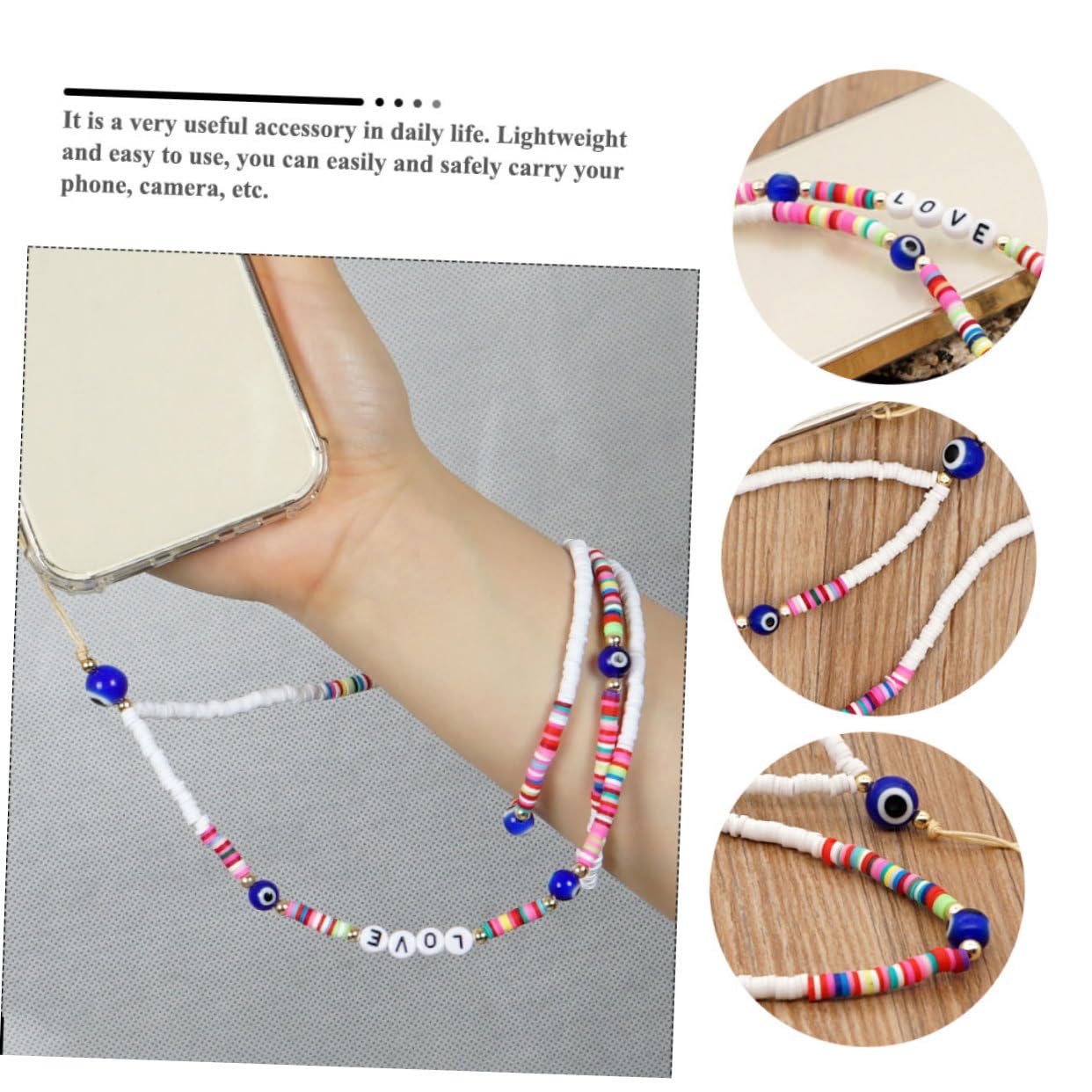 OSALADI 4pezzi Ciondolo Per Telefono Con Perline Colorate Lanyard Antifurto Per Smartphone Cinghia Da Indossare Al Collo o Al Polso Accessorio Elegante e Pratico Per Donne e Ragazze