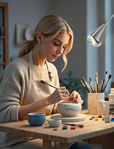 Miniatura 3 de HomeFocus - Lámpara de mesita de noche, lámpara de escritorio LED, luz de lectura, lámpara de lectura para cuidado de los ojos, LED 5W, lámpara de