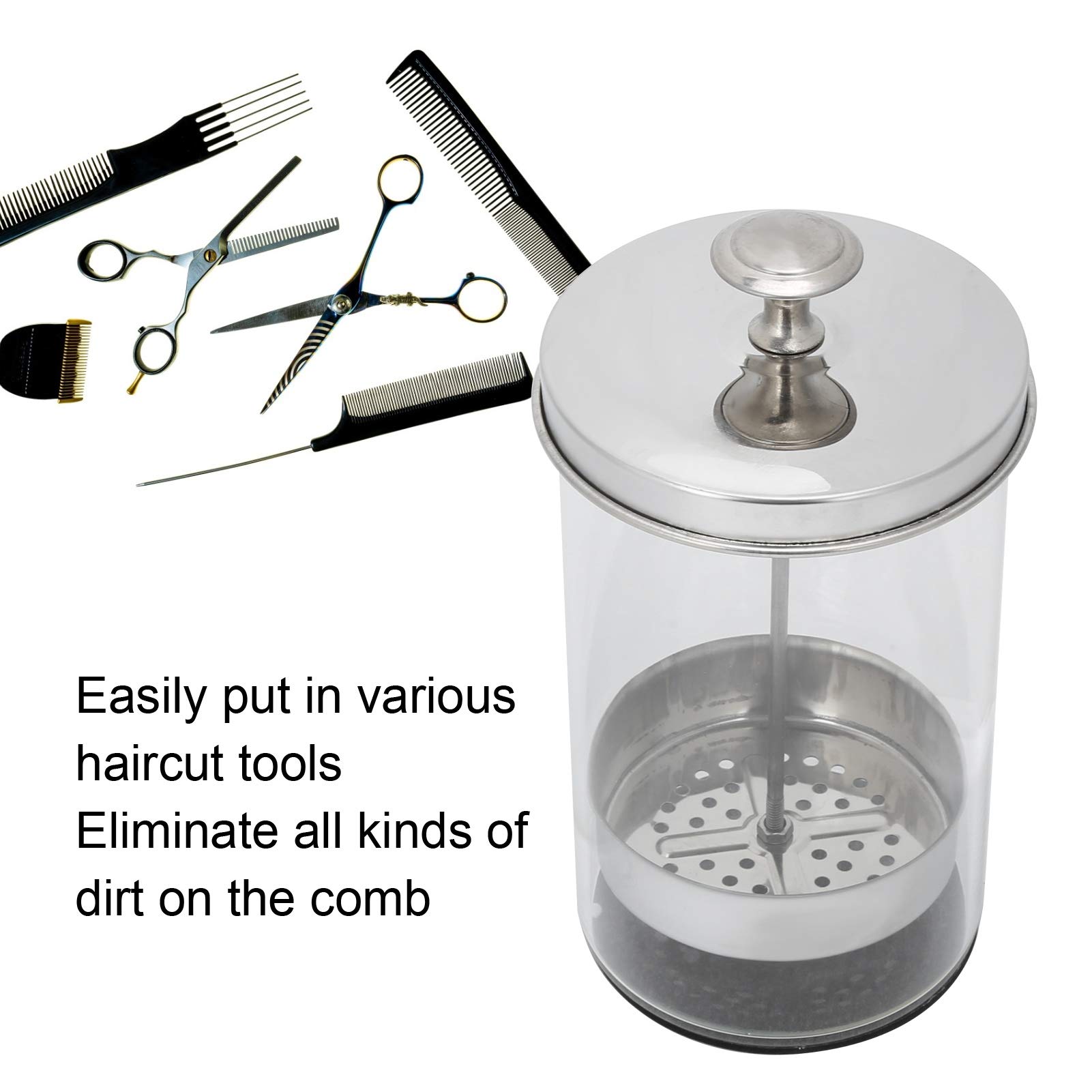 Outils de manucure professionnels pot de trempage de désinfection, salon de coiffure outils de coiffure peignes à ciseaux bouteilles de nettoyage en verre (650 ml)