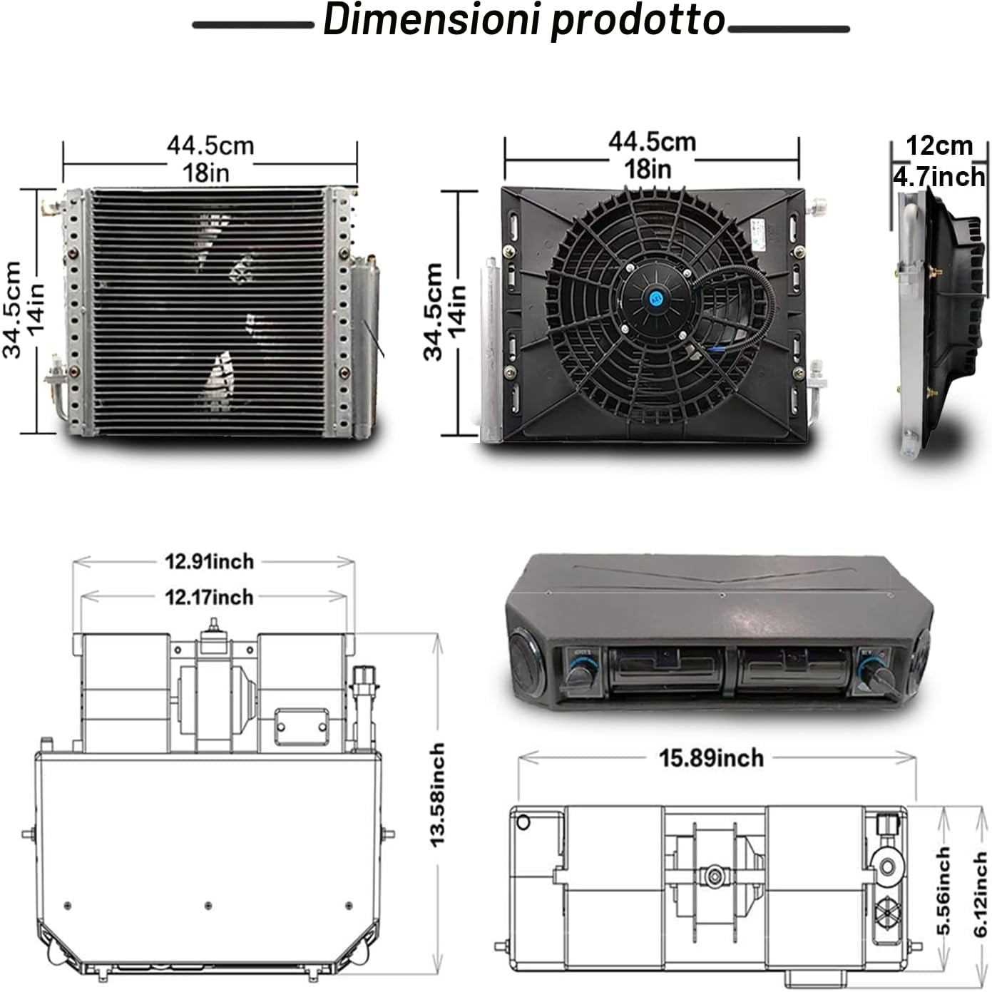 Gouku - Condizionatore d'aria universale 12 V per riscaldamento e raffreddamento sotto il cruscotto, kit A/C per furgoni, auto, camper, camion, risparmio energetico