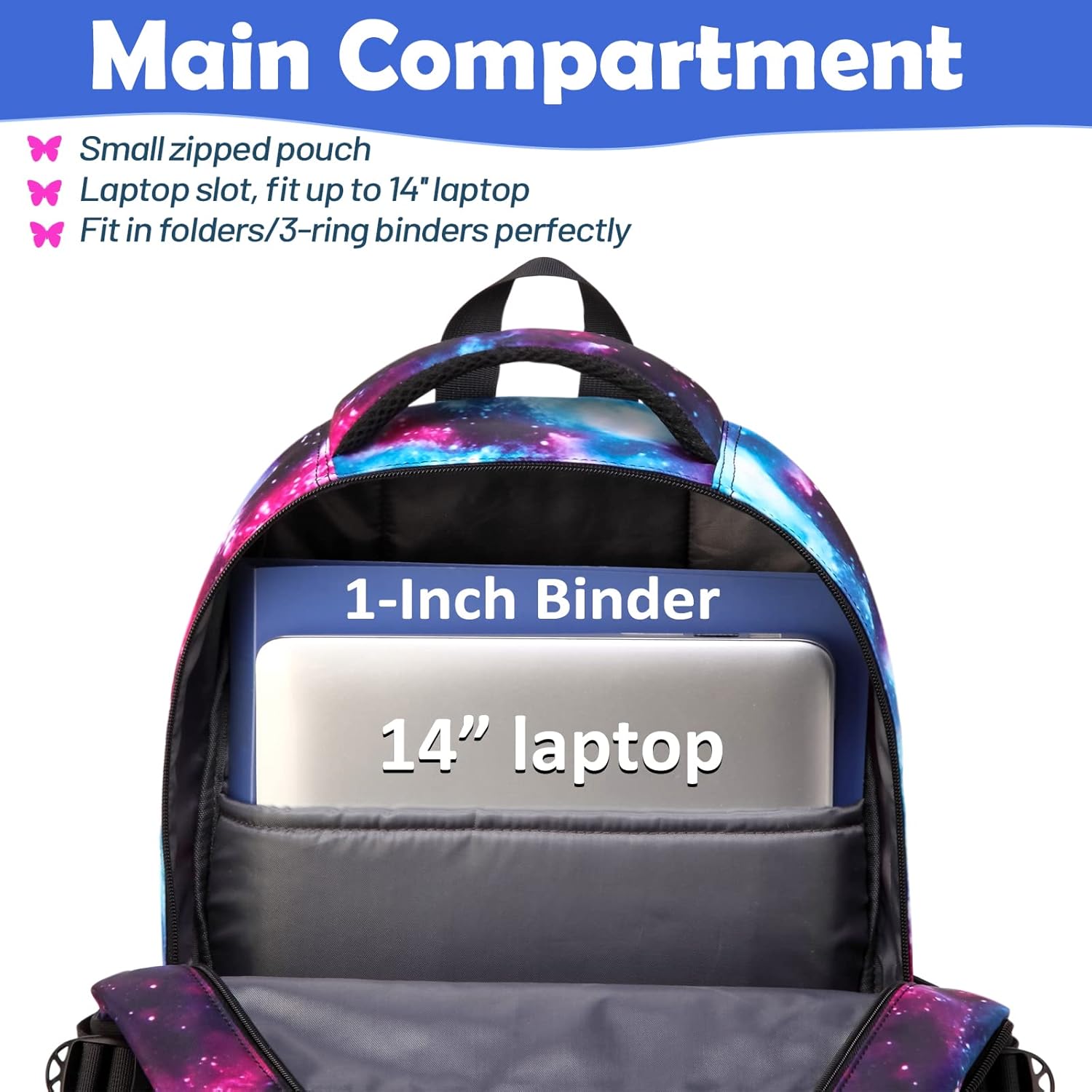 BLUEFAIRY Kids Backpack for Girls Elementary Primary Middle School Bags for Teens Childs Ages 6-8 Back to School Bookbags for Adolescentes Mochilas para Niñas Galaxy Unicorn Purple - Image 5