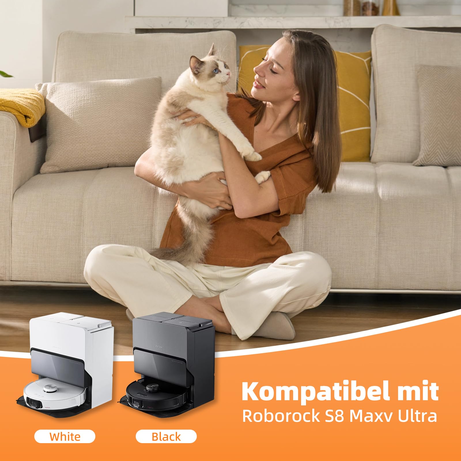 S8 MaxV Ultra Wasserfilter Wartungsbürste Reinigungsbürste und Mop Schrubber Zubehör Kompatibel mit Roborock S8 MaxV Ultra Saugroboter All-in-One-Dock Reinigungs-Tankfilter