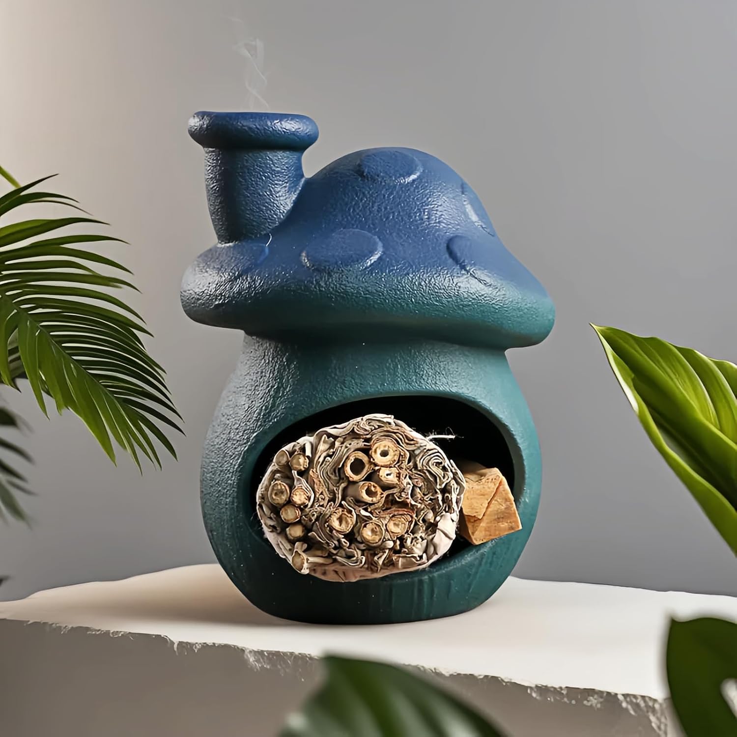 Ceramic Palo Santo Holder - Mini Chimenea Mushroom Incense Burner