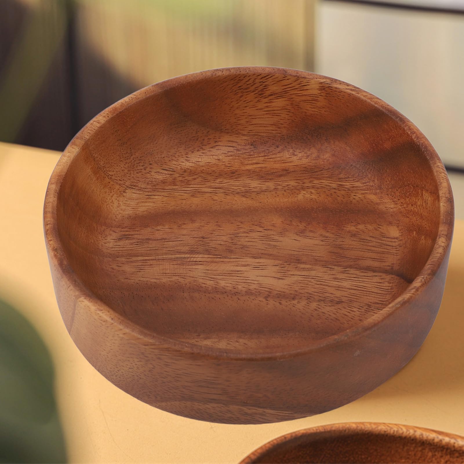 Ensaladera de madera extra grande – Versátil cuenco redondo para servir frutas y aperitivos para encimera de cocina, ideal para ensaladas, postres y exhibición de frutas, perfecto para entretenimiento