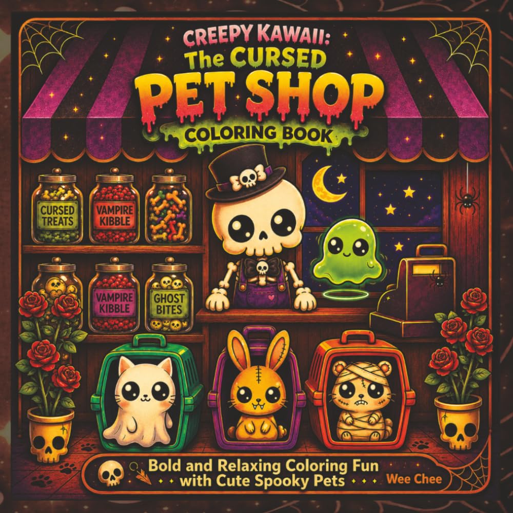 Creepy Kawaii: The Cursed Pet Shop Coloring Book: Bold and Relaxing Coloring Fun with Cute Spooky Pets